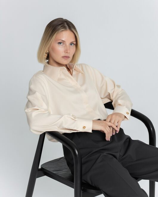 Женская рубашка с супатной застёжкой бежевая - 8373 от byME 