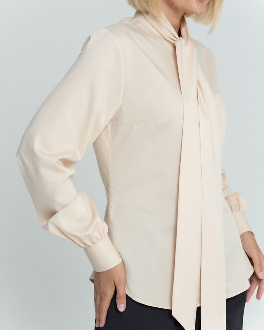 Женская блузка бежевая с бантом - 8378 от ByME 