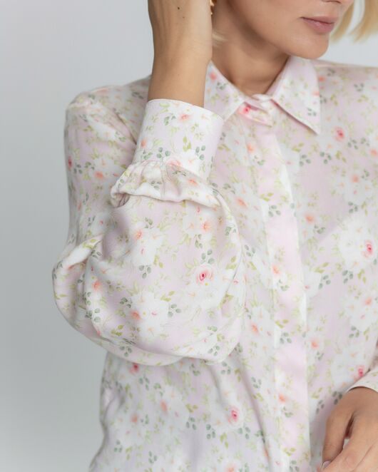 Женская рубашка под пуговицы принт розы - 8380 от byME  Женская рубашка под пуговицы принт розы - 8380 от byME