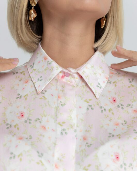 Женская рубашка под пуговицы принт розы - 8380 от byME  Женская рубашка под пуговицы принт розы - 8380 от byME