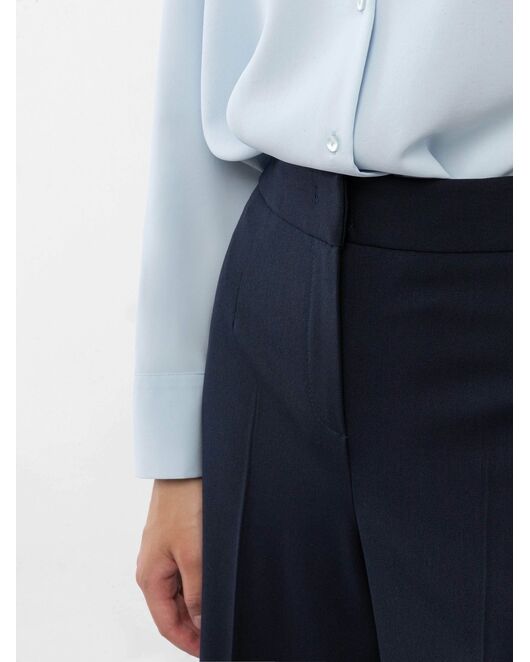 Брюки женские классические свободного кроя тёмно-синие от byME 