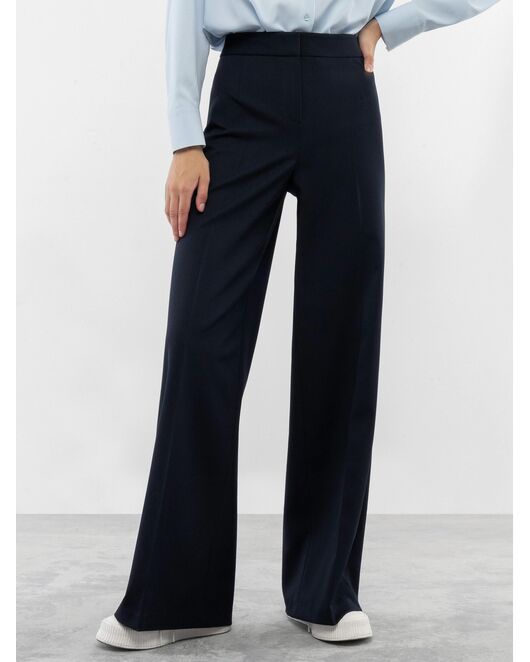 Брюки женские классические свободного кроя тёмно-синие от byME 