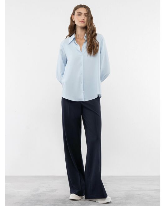 Брюки женские классические свободного кроя тёмно-синие от byME 