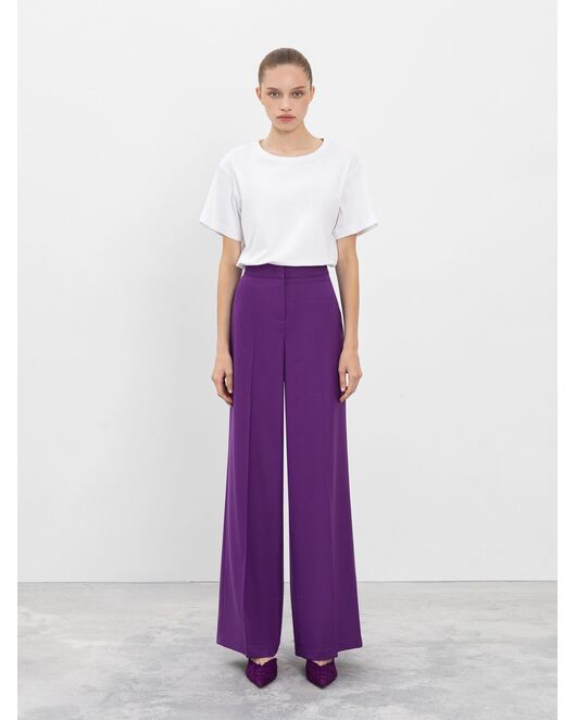 Широкие женские брюки со стрелками фиолетовые от byME 