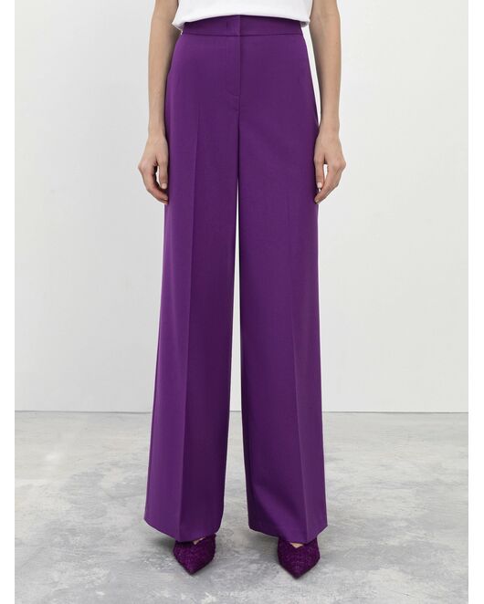 Широкие женские брюки со стрелками фиолетовые от byME 