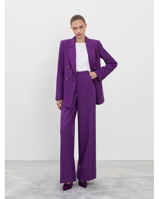 Широкие женские брюки со стрелками фиолетовые от byME 