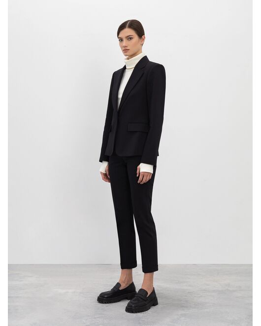 Однобортный чёрный жакет из плотного хлопка от byME 