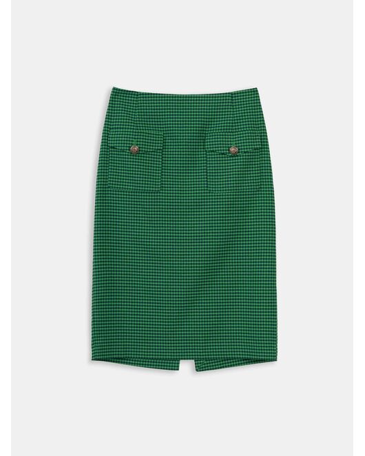 Женская юбка юбка-карандаш зелёная в клетку от byME  Женская юбка юбка-карандаш зелёная в клетку от byME