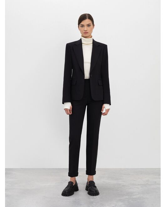 Однобортный чёрный жакет из плотного хлопка от byME 