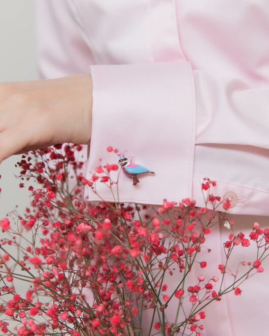 Женская рубашка под запонки зефирно-розовая воротник стойка - 7927 от byME  Женская рубашка под запонки зефирно-розовая воротник стойка - 7927 от byME