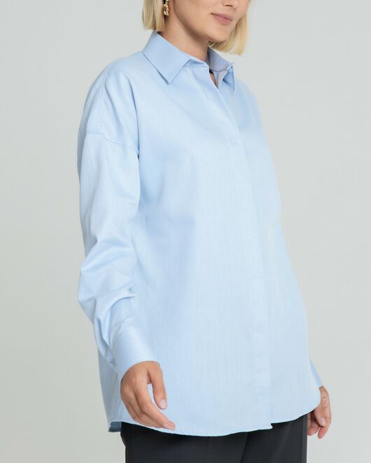 Женская рубашка с универсальным манжетом голубая из фактурной ткани - 8360 от byME 
