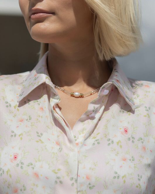 Женская рубашка под пуговицы принт розы - 8380 от byME  Женская рубашка под пуговицы принт розы - 8380 от byME