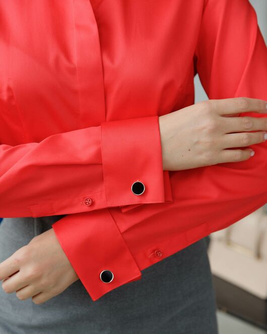 Женская рубашка под запонку коралловая  - 8389 от byME 