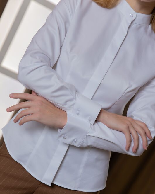 Женская рубашка с воротником "мандарин" белая - 8397 от byME 