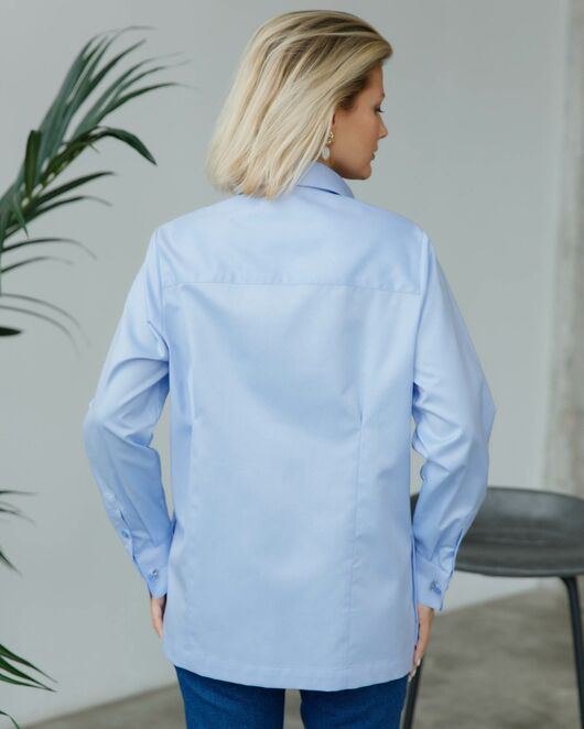 Женская рубашка с  пуговицами на боках голубая - 8408 от byME 