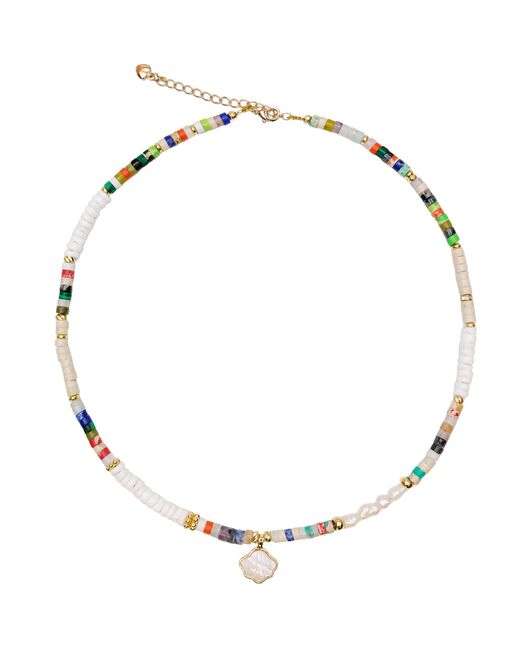 Чокер из микса минералов, раухотопаза, ракушек и хрусталя - S00115M от  