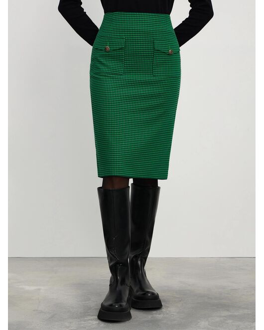 Женская юбка юбка-карандаш зелёная в клетку от byME  Женская юбка юбка-карандаш зелёная в клетку от byME