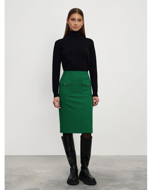 Женская юбка юбка-карандаш зелёная в клетку от byME  Женская юбка юбка-карандаш зелёная в клетку от byME