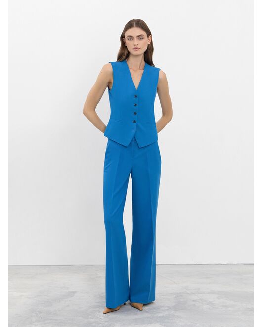 Прямые брюки из костюмной ткани васильковые от byME 