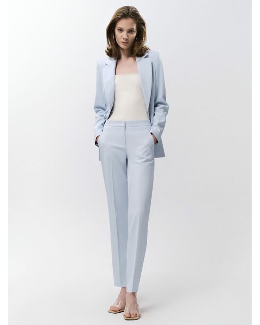 Женский однобортный приталенный жакет голубой от byME 