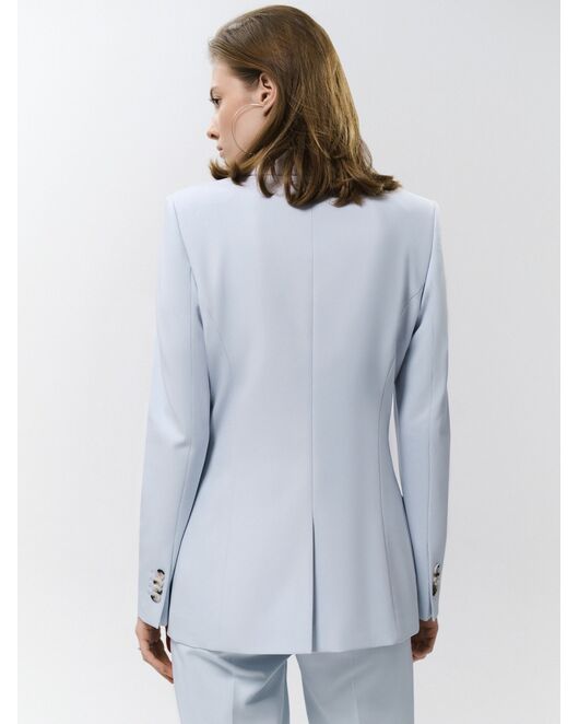 Женский однобортный приталенный жакет голубой от byME 