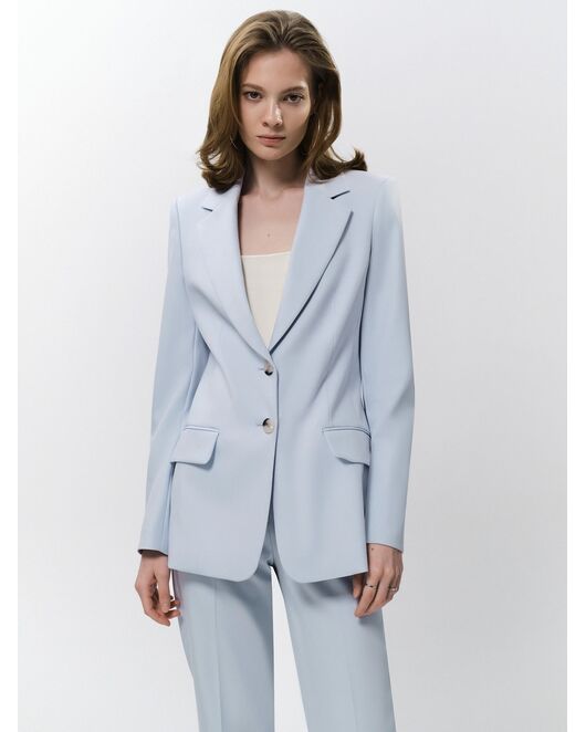Женский однобортный приталенный жакет голубой от byME 