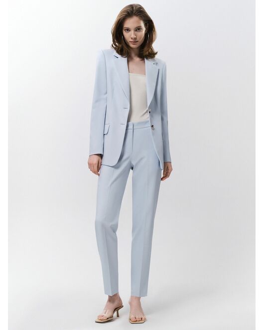 Женский однобортный приталенный жакет голубой от byME 