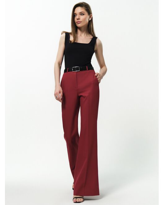 Брюки женские клёш брусничные от byME 