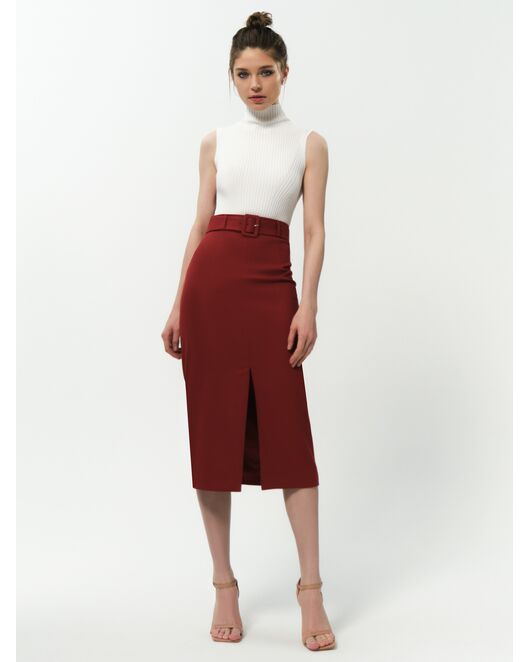 Юбка-карандаш женская со съемным поясом красная от ByME 