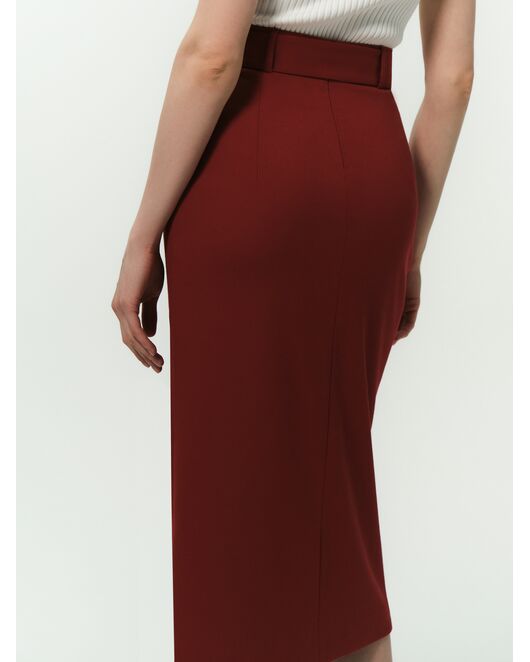 Юбка-карандаш женская со съемным поясом красная от ByME 