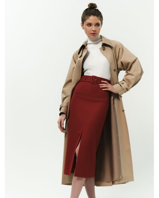 Юбка-карандаш женская со съемным поясом красная от ByME 