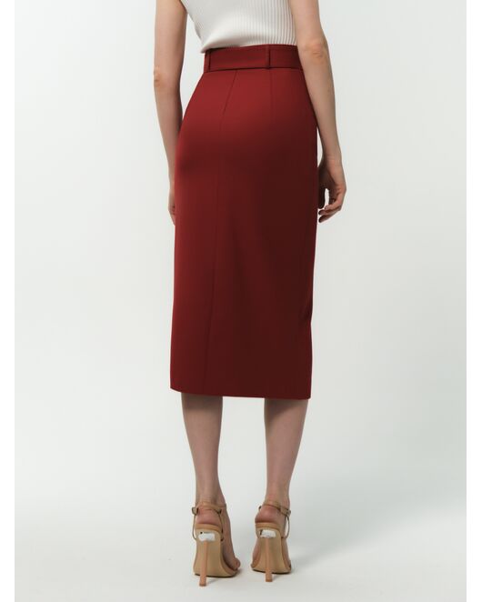 Юбка-карандаш женская со съемным поясом красная от ByME 