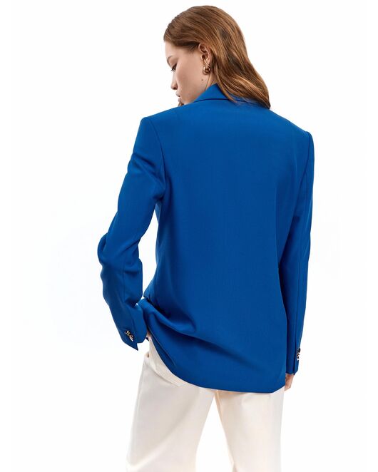 Двубортный прямой жакет васильковый от byME 