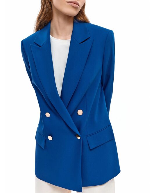 Двубортный прямой жакет васильковый от byME 