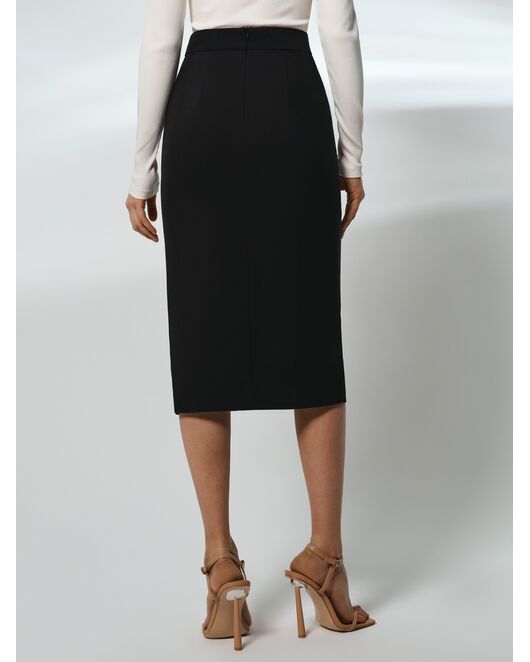 Юбка-карандаш с разрезом и декоративными пуговицами чёрная от ByME 