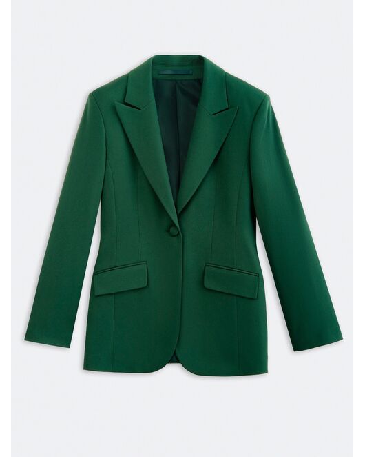 Женский приталенный пиджак на пуговице зелёный от byME 