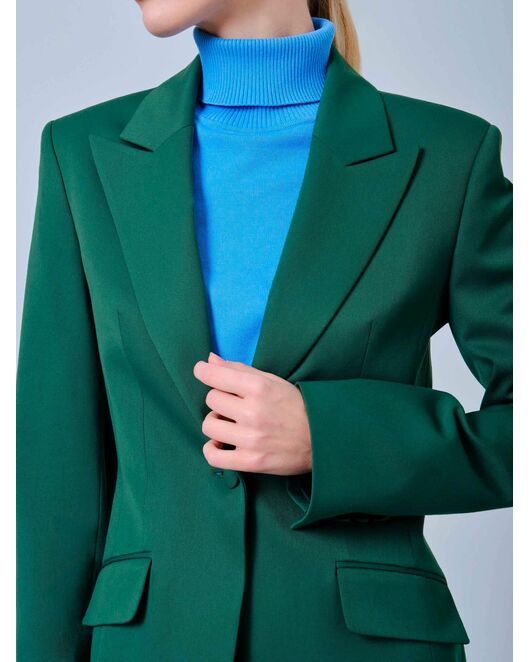 Женский приталенный пиджак на пуговице зелёный от byME 