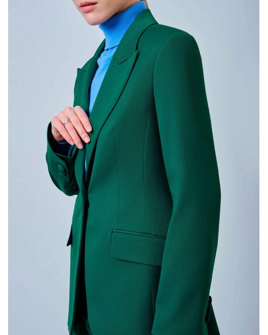 Женский приталенный пиджак на пуговице зелёный от byME 
