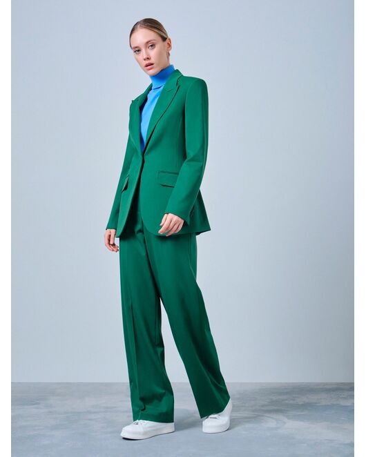 Женский приталенный пиджак на пуговице зелёный от byME 