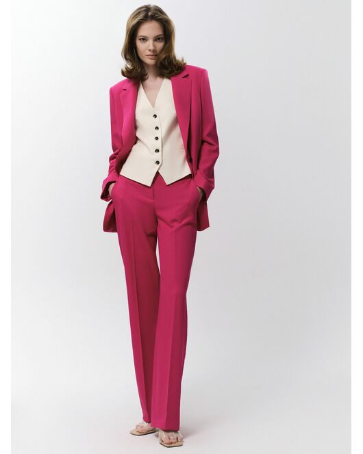 Прямой однобортный жакет ярко-розовый от byME 