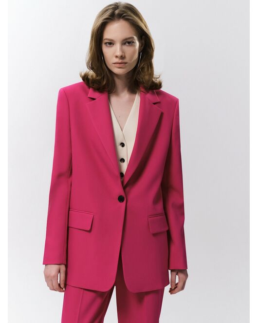 Прямой однобортный жакет ярко-розовый от byME 