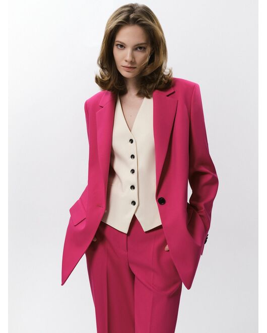 Прямой однобортный жакет ярко-розовый от byME 