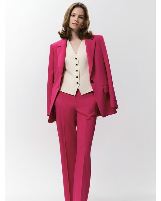 Прямой однобортный жакет ярко-розовый от byME 
