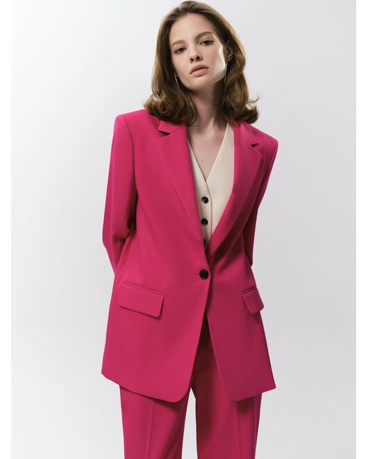 Прямой однобортный жакет ярко-розовый от byME 