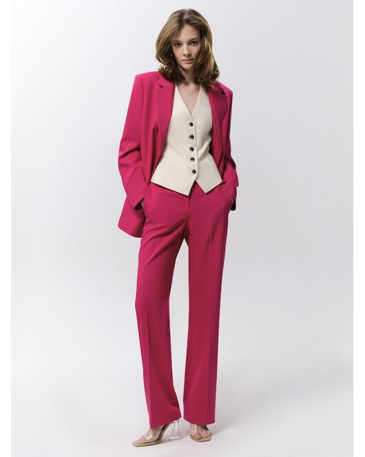 Прямой однобортный жакет ярко-розовый от byME 