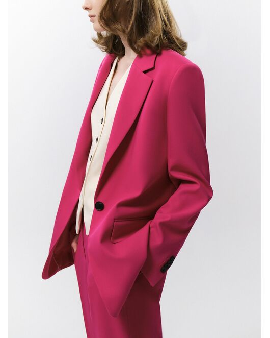 Прямой однобортный жакет ярко-розовый от byME 
