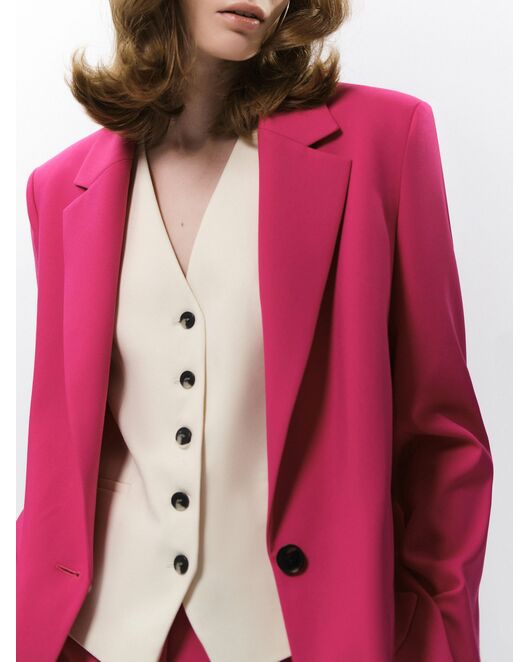 Прямой однобортный жакет ярко-розовый от byME 