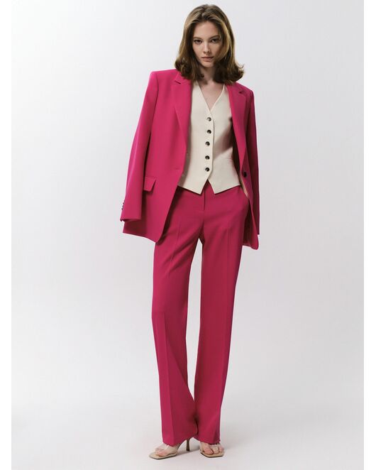 Женские классические брюки со стрелками ярко-розовые от byME 