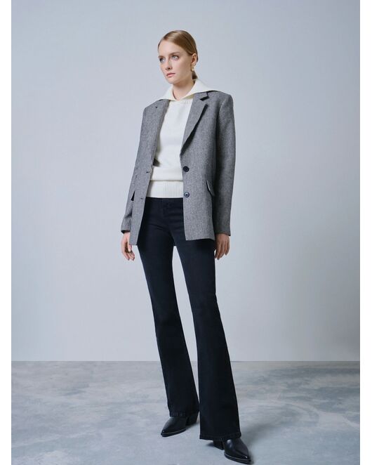 Женские джинсы-клеш со средней посадкой чёрные от byME 