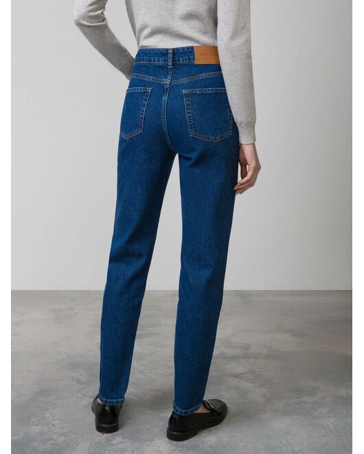 Женские прямые джинсы на высокой посадке синие от byME  Женские прямые джинсы на высокой посадке синие от byME